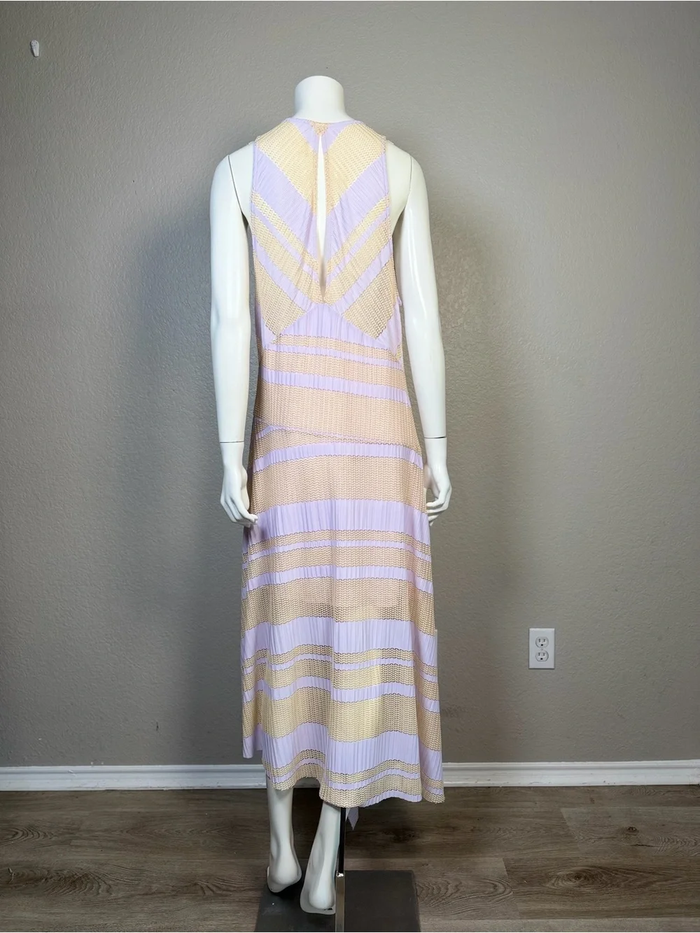 NWT Free People Adrien Striped Midi Dress Lavender Beige Size Large